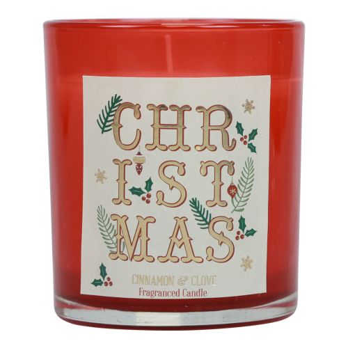 Floristik24 Duftkerze Weihnachten Duftkerze im Glas Rot Zimt Nelke Ø8cm