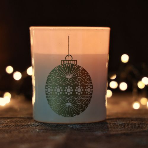 Artikel Duftkerze Weihnachten Kerze Glas Weiß Weihnachtskerze 7,5cm