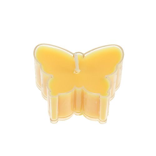 Floristik24 Duftteelicht Schmetterling Ø4,8cm H2cm Gelb 6St