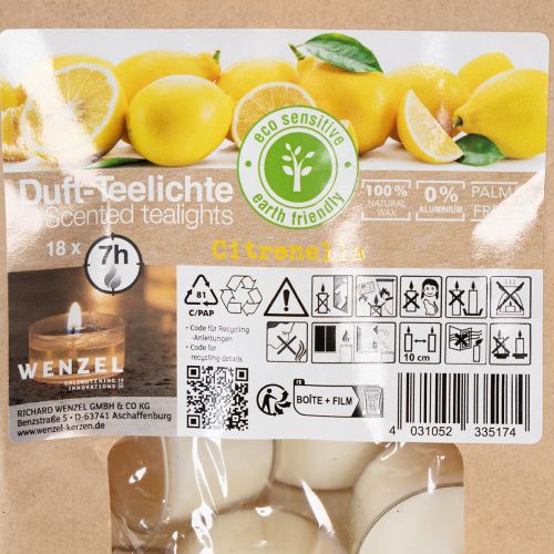 Artikel Teelichter Duftkerzen Citronella für romantische Abende zuhause oder im Garten 25mm 7h 18St