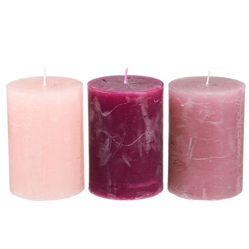 Durchgefärbte Kerzen Stumpen Rosa Berry 70x100mm 12 St
