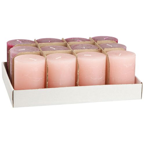 Artikel Durchgefärbte Kerzen Stumpen Rosa Berry 70x100mm 12 St