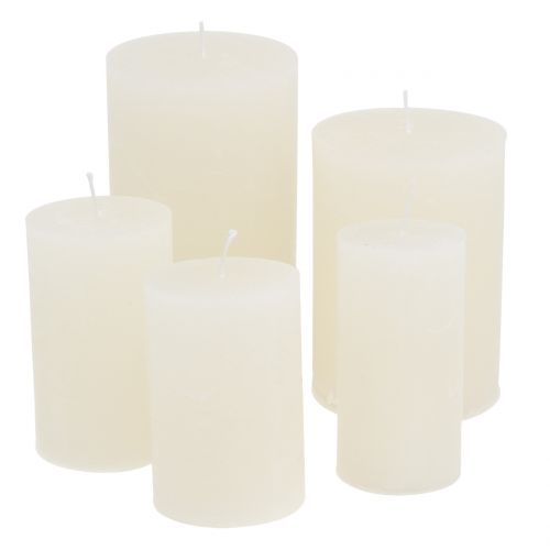 Floristik24 Durchgefärbte Kerzen Weiß unterschiedliche Größen