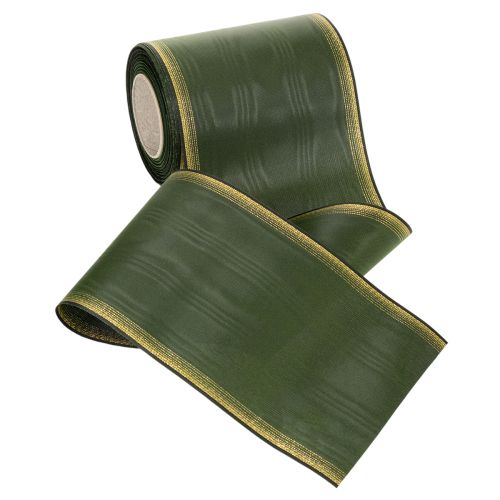 Kranzband Dunkelgrün Moiré Taftband 125mm mit Gold-Perlkante für Dekorationen und Kränze | Floristik24.at