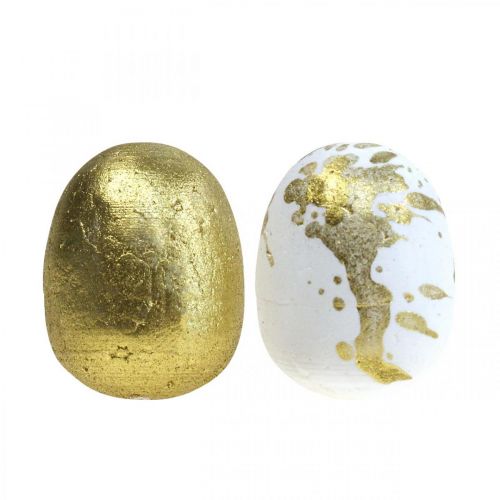Floristik24 Styroporeier Styropor Ostereier Weiß Gold Deko 3cm 32 St