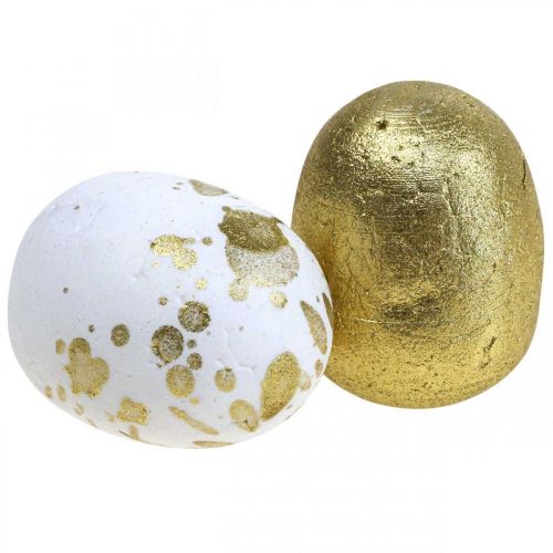 Floristik24 Styroporeier Styropor Ostereier Weiß Gold Deko 3cm 32 St