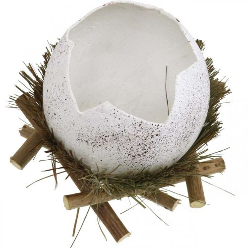 Floristik24 Ei im Nest Ø9cm H10cm Weiß 4St