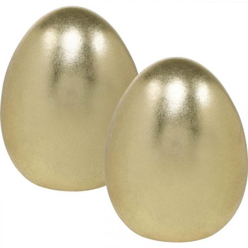 Goldenes Dekoei, Deko für Ostern, Keramik Ei H13cm Ø10,5cm 2St