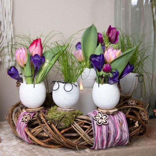 Floristik24 Ei mit Brille Dekovase Weiß Osterdeko Ø7,5cm H9cm 6 St