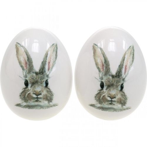 Floristik24 Deko Ei stehend Hasenmotiv, Osterdeko, Hase auf Ei Ø8cm H10cm 4er-Set