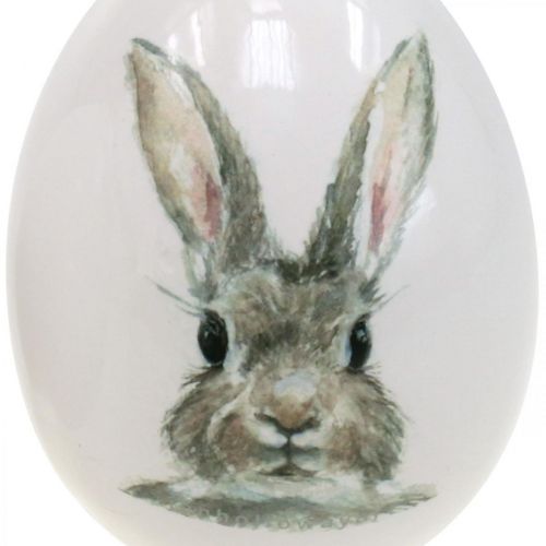 Floristik24 Deko Ei stehend Hasenmotiv, Osterdeko, Hase auf Ei Ø8cm H10cm 4er-Set