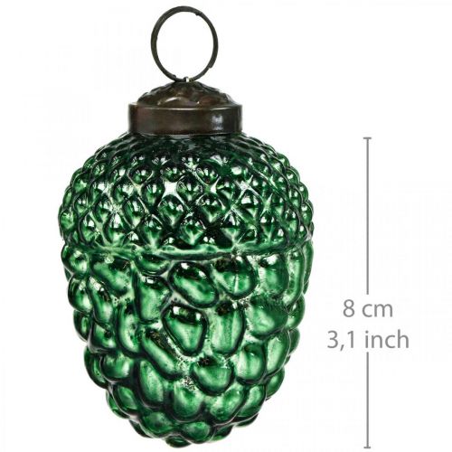 Floristik24 Eichel Glas Grün Herbstdeko Zapfen Christbaumschmuck 5,5×8cm 12St