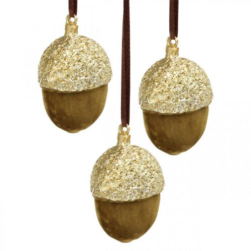 Eicheln zum Hängen, Advent, Baumschmuck, Herbstdeko H6,5cm Ø4cm 6 St