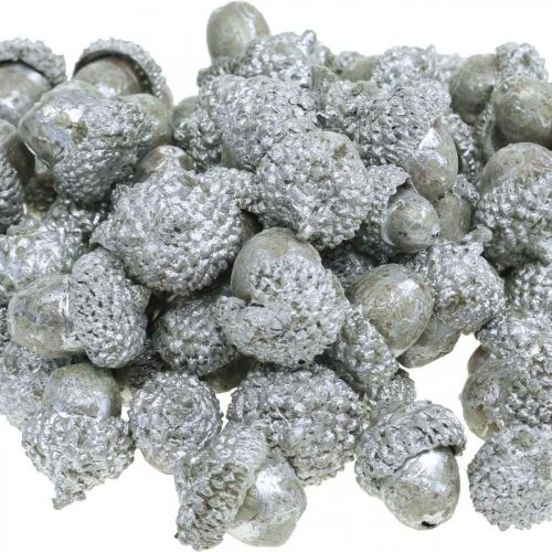 Artikel Deko-Eicheln Silbern, Adventsdeko, natürliche Herbstfrüchte, Landhaus Ø1,5 – 2,5cm L1,5 – 3cm 300g