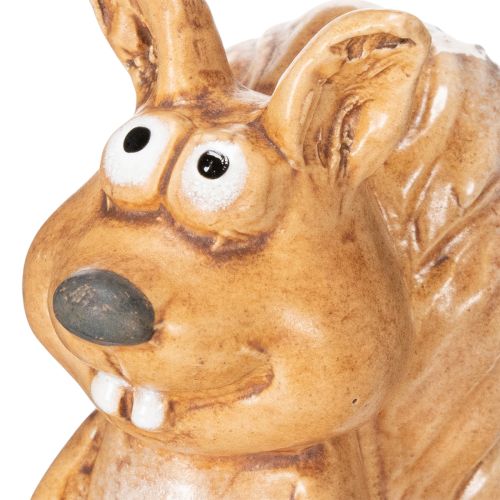Eichhörnchen Figur sitzend aus Keramik 10 cm Braun für Herbstdekoration | Floristik24.at