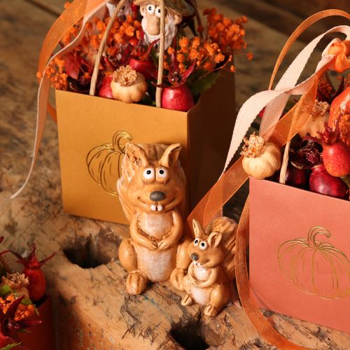 Eichhörnchen Figur sitzend aus Keramik 10 cm Braun für Herbstdekoration | Floristik24.at