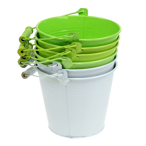 Floristik24 Eimer Grün Mix Ø14cm H12cm 6St