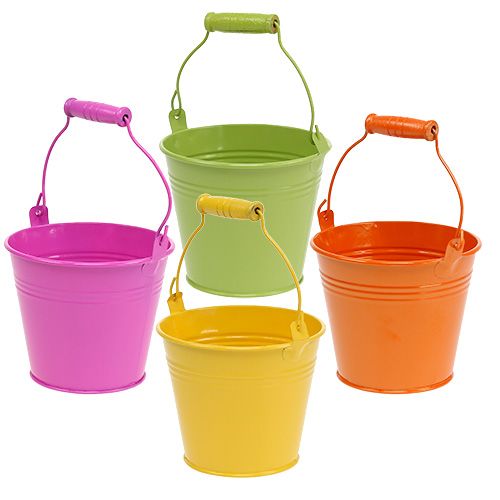 Eimer mit Henkel bunt Ø12cm H10cm 8 St