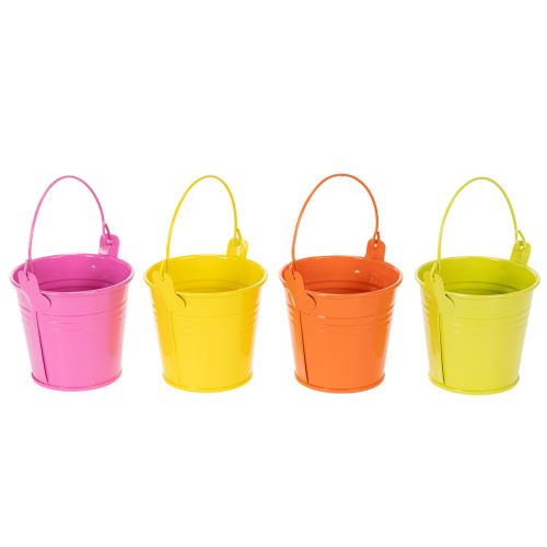 Eimer aus Metall Ø8cm H7,5cm bunt 12 Stk | Floristik24.at
