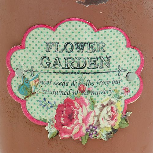 Floristik24 Eimer mit Motiv Braun in Antikoptik Ø11cm H12cm