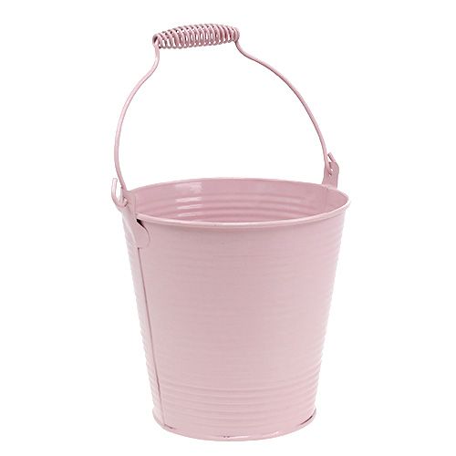 Floristik24 Eimer mit Rillenmuster Pastellrosa Ø14,5cm H14,5cm