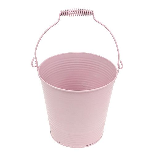Floristik24 Eimer mit Rillenmuster Pastellrosa Ø14,5cm H14,5cm
