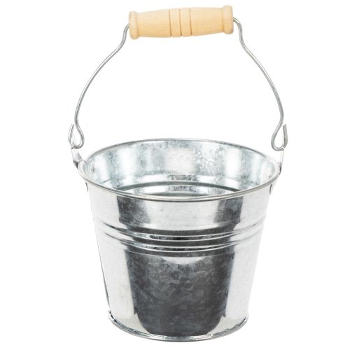 Eimer Zink Ø10cm H8cm Silber mit Holzgriff 10 Stück bestellen | Floristik24.at