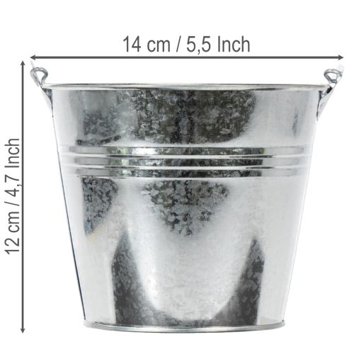Eimer aus Zink Ø14cm H12cm Set mit 6 Stück glänzend | Floristik24.at