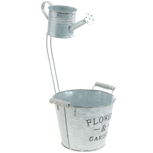 Floristik24 Deko-Pflanztopf, Eimer mit Kanne, Pflanzkanne, Metalleimer H38cm Ø16,5cm/Ø7cm