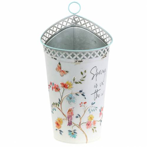Floristik24 Deko Eimer mit Blumenverzierung und Spruch Metall Ø27cm H50,5cm