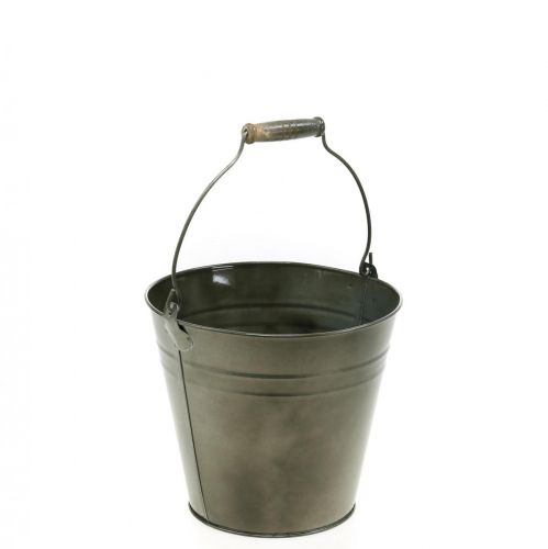 Floristik24 Deko-Eimer mit Henkel, Gartendeko, Pflanztopf, Metallgefäß Ø16,5cm H15cm