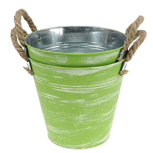 Floristik24 Eimer Frühlingsgrün Ø25cm H24cm 2St