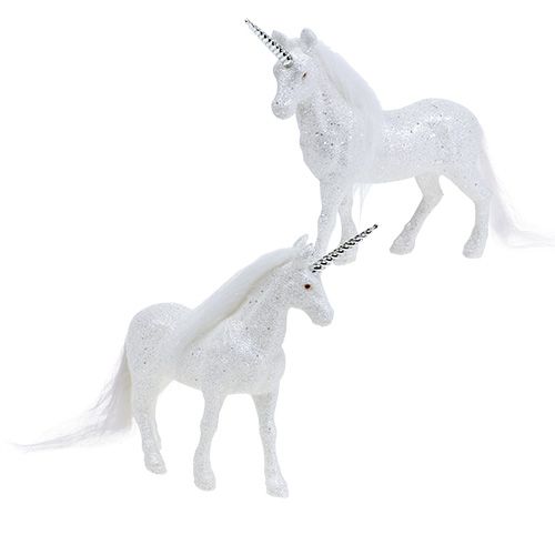 Floristik24 Einhorn Weiß mit Glitzer 18cm 2St