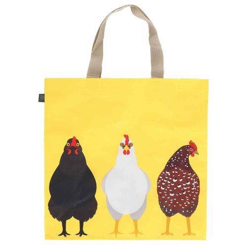 Gelbe Einkaufstasche mit Hühnermotiv, 40 x 15 x 40 cm | Floristik24.at