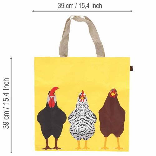 Gelbe Einkaufstasche mit Hühnermotiv, 40 x 15 x 40 cm | Floristik24.at