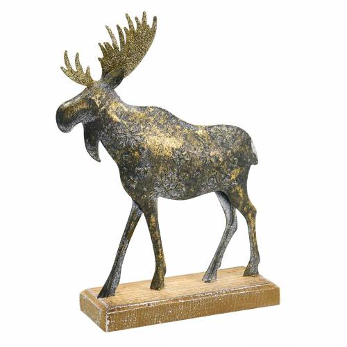 Floristik24.at Weihnachtsfigur 21×14,5cm-69657 Antik-Optik Elch Metall Golden