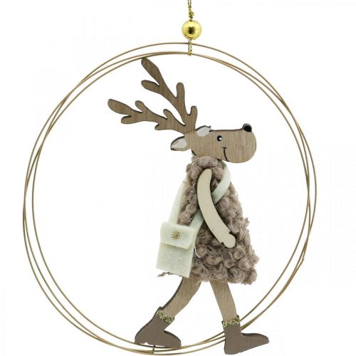 Floristik24 Rentier zum Hängen, Weihnachtsanhänger, Adventsdeko im Ring Ø15cm 3er-Set