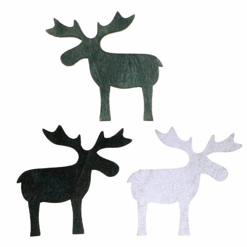 Streudeko Rentier Schwarz, Silber, Dunkelgrau Sortiert 4cm 72 St