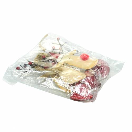 Floristik24 Weihnachtsanhänger Elchkopf mit Glocke 11,5cm Rot, Beige 3St
