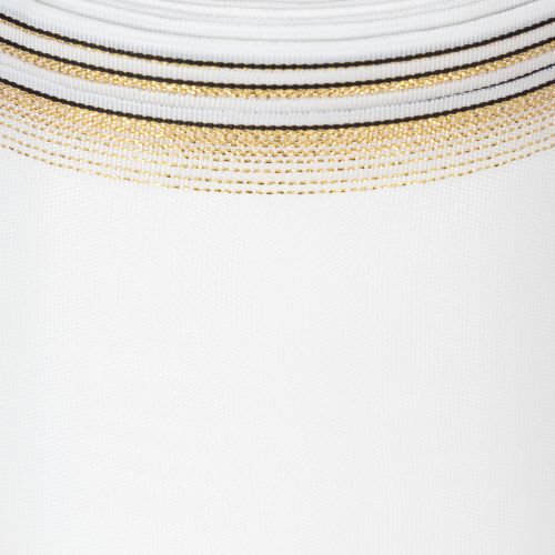 Kranzband Taftbindung Moiré 125mm Weiß mit Goldrand für Dekorationen | Floristik24.at