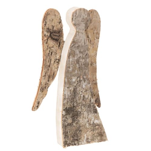 Holzfigur Engel mit Birkenrinde 30 cm Natur | Floristik24.at