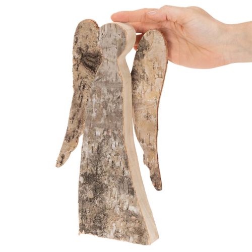 Holzfigur Engel mit Birkenrinde 30 cm Natur | Floristik24.at