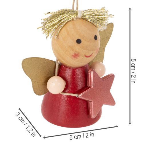 Deko-Anhänger Engel aus Holz mit Stern zum Aufhängen 5 cm, 9er-Set, bunt | Floristik24.at