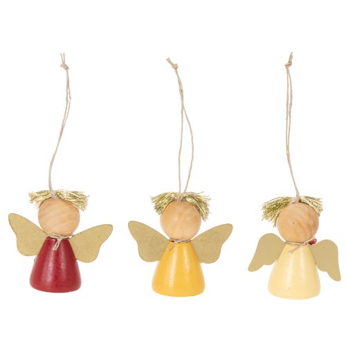 Deko-Anhänger Engel aus Holz mit Stern zum Aufhängen 5 cm, 9er-Set, bunt | Floristik24.at