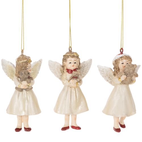 Deko-Engel Baumschmuck aus Polyresin, 10 cm, Beige/Weiß/Rot, 3er-Set bestellen | Floristik24.at