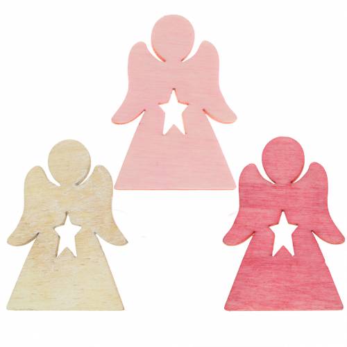 Floristik24 Engel aus Holz zum Streuen Pink, Rosa, Weiß 4cm 72 St