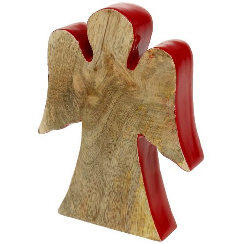 Floristik24 Engel Dekofigur Holz Rot, Natur 15cm