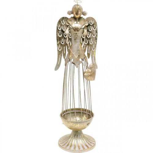 Engelfigur mit Herz, Weihnachtsdeko aus Metall, Deko Engel Antik-Golden H38cm Engelfigur mit Herz, Weihnachtsdeko aus Metall, Deko Engel Antik-Golden H38cm