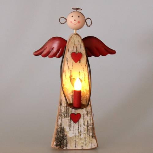 Floristik24 Holzengel mit LED-Kerze H30cm
