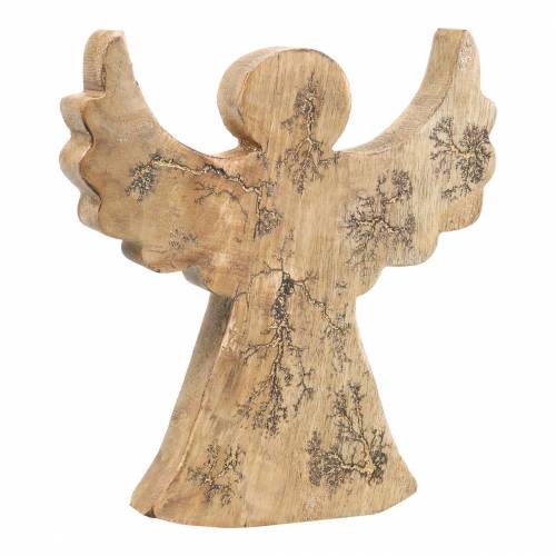 Holzengel mit Glitterintarsien Natur Mangoholz 19,4 × 18,3cm